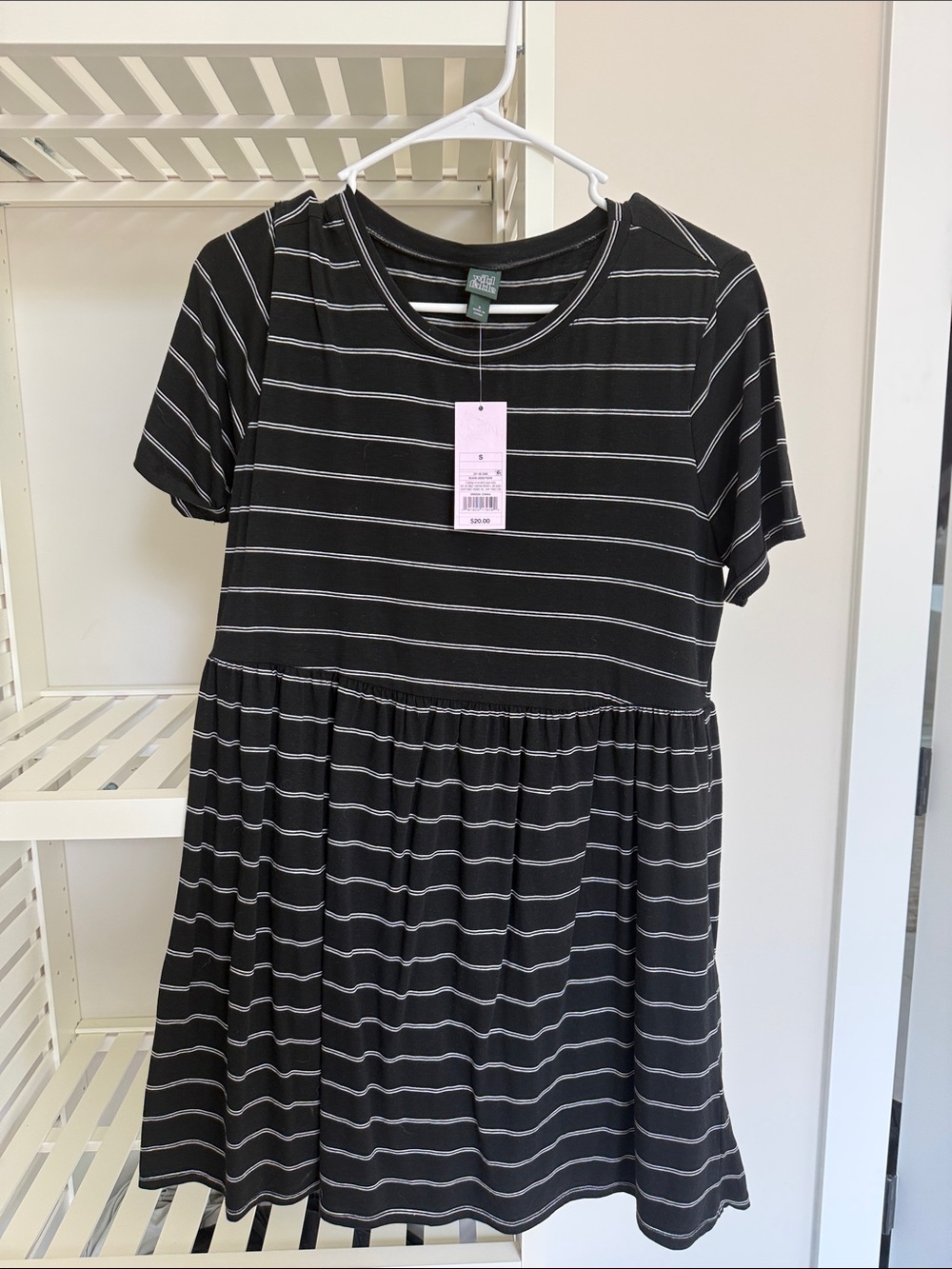 wild fable Black and White Striped Short-Sleeve Knit Dress